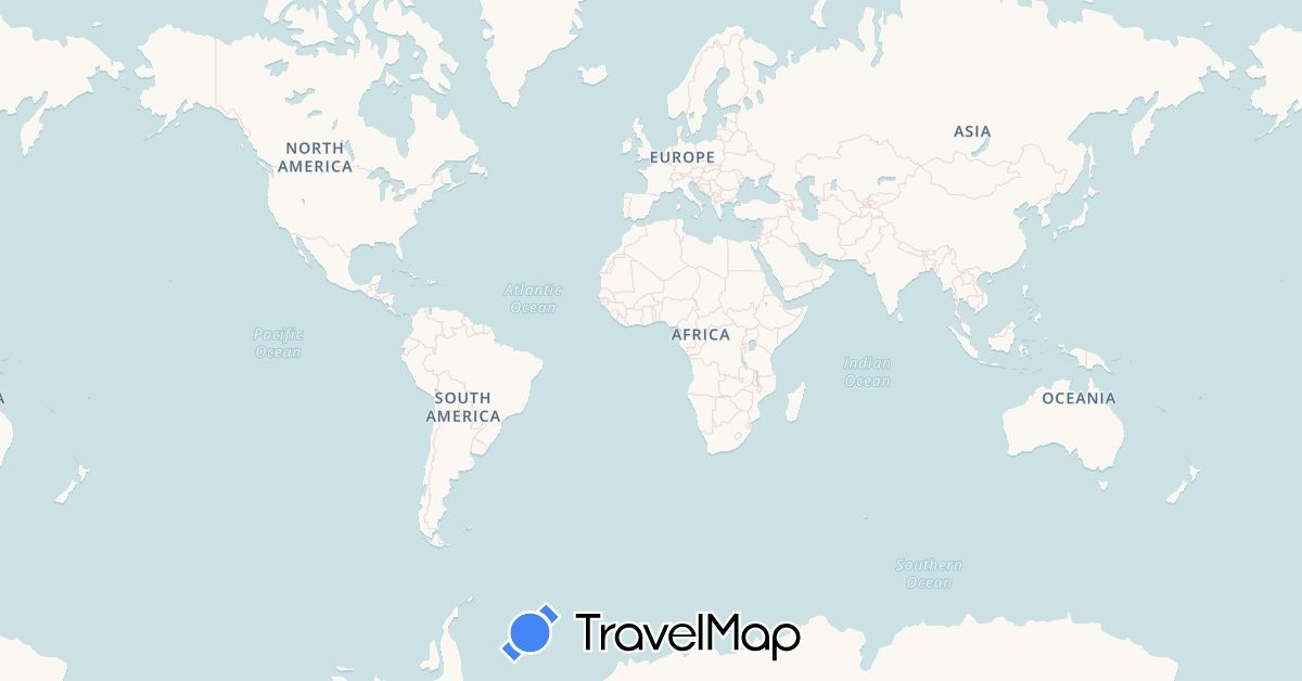 TravelMap itinerary: plane in France, New Caledonia, French Polynesia, United States (Europe, North America, Oceania)